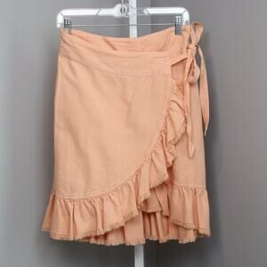 Pilcro Anthropologie Peach Ruffle Wrap Skirt M
